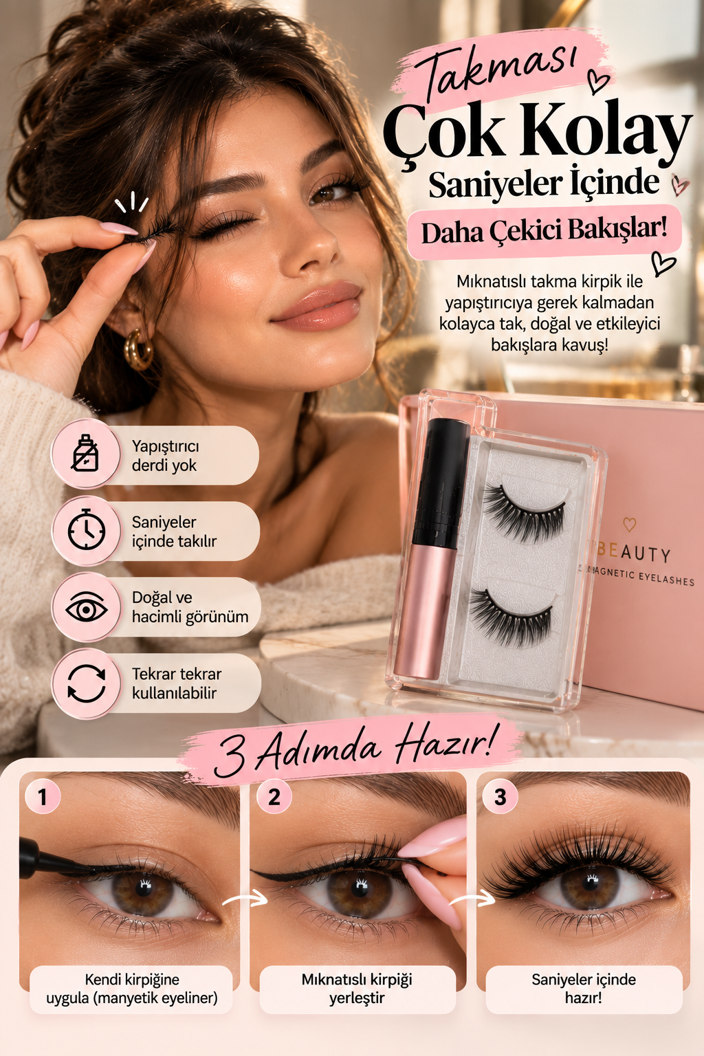 Mıknatıslı Manyetik Takma Kirpik